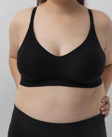 Black V - Neck Soft Bra - Soft Essentials